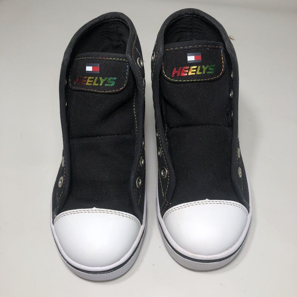 HEELYS Youth Sz 2 Tommy Hilfiger Black HUSTLE HES10426 EUC NO LACES